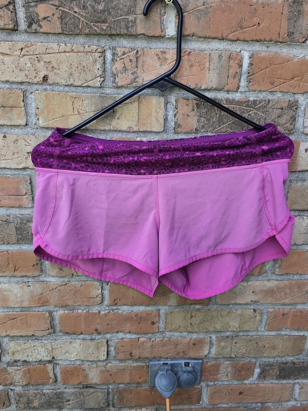lululemon athletica Pink Layered Running Shorts with Patterned Waistband